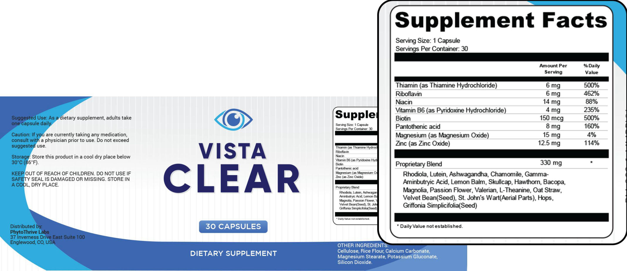 Vista Clear supplement facts